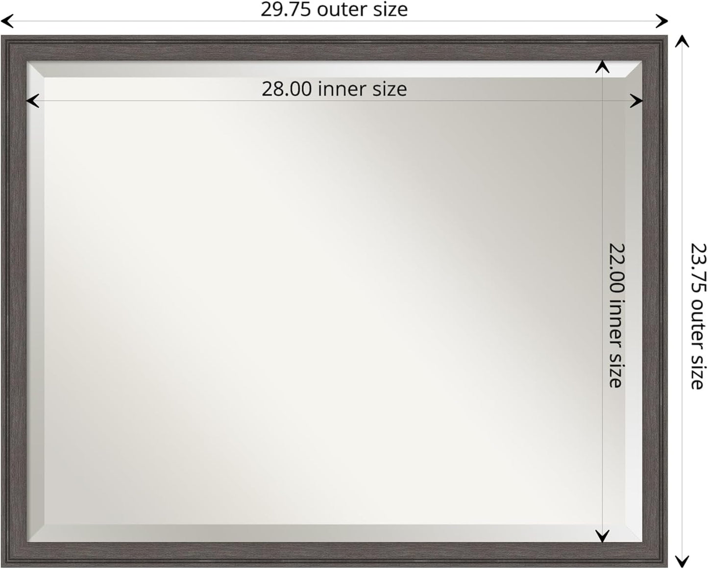 Amanti Art Silver Bathroom Mirror for Over Sink, 24x30 Florence Pewter Rectangle Vanity Mirror, Large Casual Frame, Hangs Horizonally and Vertically, Bathroom Wall Decor, Beveled Edge from WI, USA