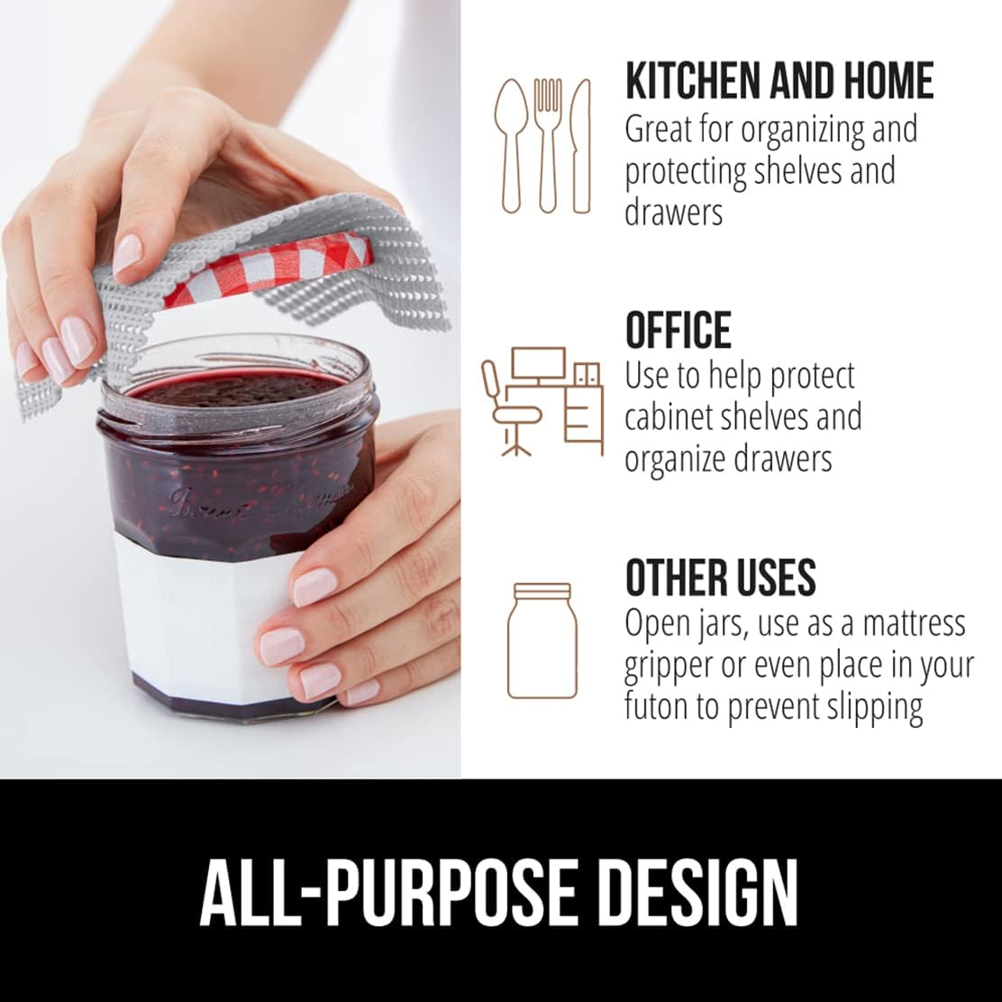 GORILLA GRIP powerGRIP Drawer Shelf and Cabinet Liner, Thick Strong Hold, Non-Adhesive Liners Protect Kitchen Cabinets and Cupboard, Bathroom Drawers, Easy Install, Breathable Mat, 17.5" x30', Lt Gray