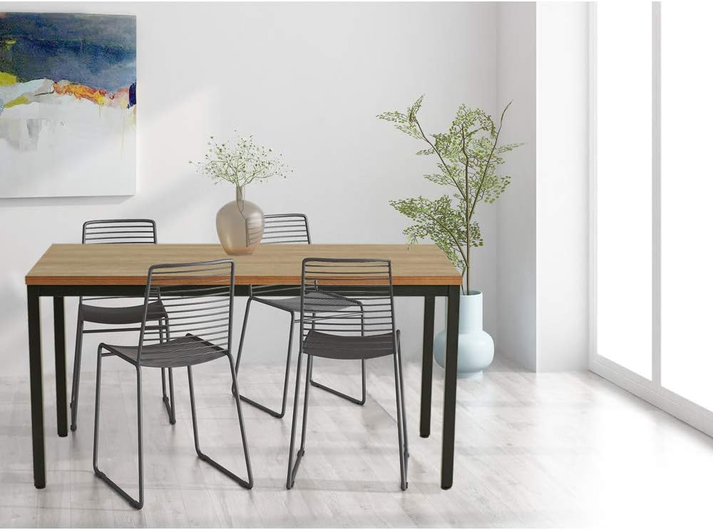 BIBOC 24X48 inches Computer Desk/Dining Table, Office Desk, Composite Wood Board Sturdy Writing Workstation for Home Office Walnut and Black Legs