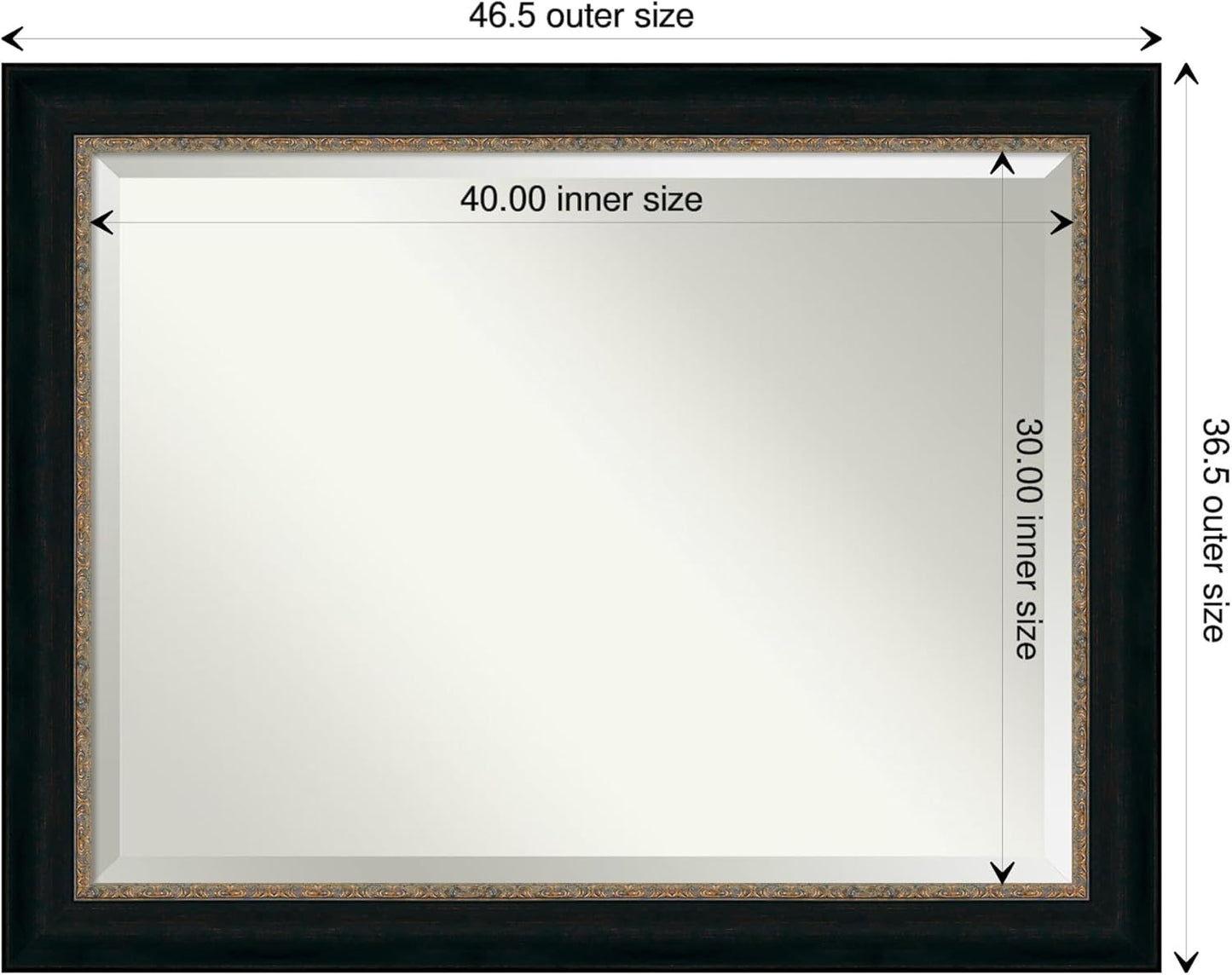 Amanti Art Bronze Bathroom Mirror for Over Sink, 37x47 Paragon Bronze Rectangle Vanity Mirror, X-Large Traditional Frame, Hangs Horizonally and Vertically, Bathroom Wall Decor, Beveled Edge