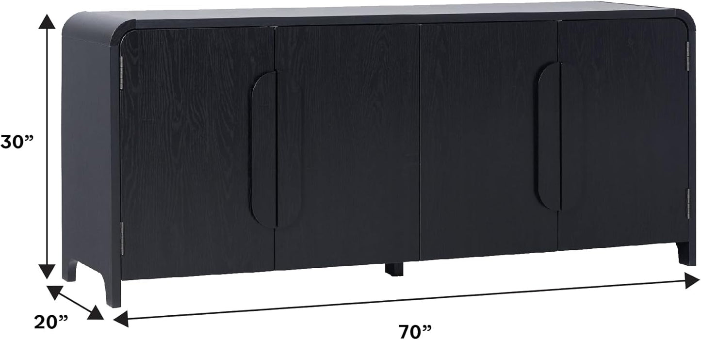 Walker Edison Chantelle Sideboard TV Stand with Storage, 70", Black