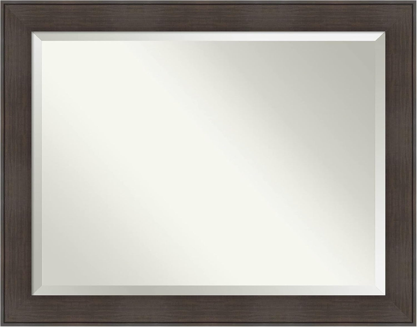 Amanti Art Brown Bathroom Mirror for Over Sink, 36x46 William Rustic Woodgrain Rectangle Vanity Mirror, X-Large Classic Frame, Hangs Horizonally and Vertically, Bathroom Wall Decor, Beveled Edge
