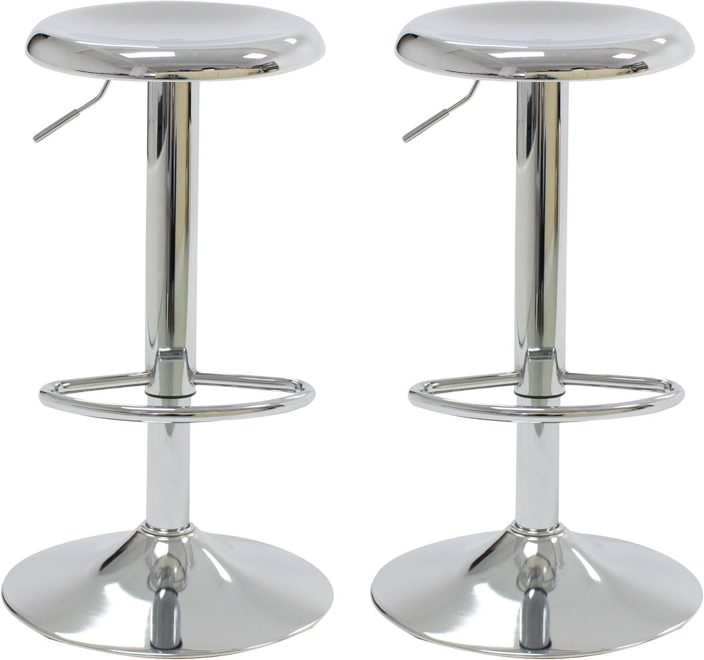 CAROLMADE Bar Stools Set of 2, Adjustable Metal Bar stools Swivel Counter Height Stool Backless Barstools for Kitchen Island Pub, Chrome