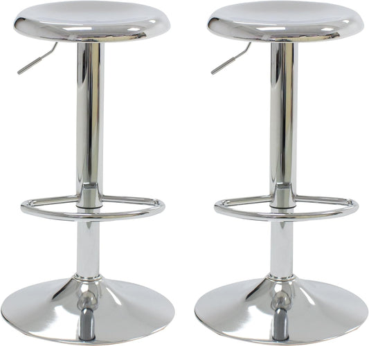 CAROLMADE Bar Stools Set of 2, Adjustable Metal Bar stools Swivel Counter Height Stool Backless Barstools for Kitchen Island Pub, Chrome