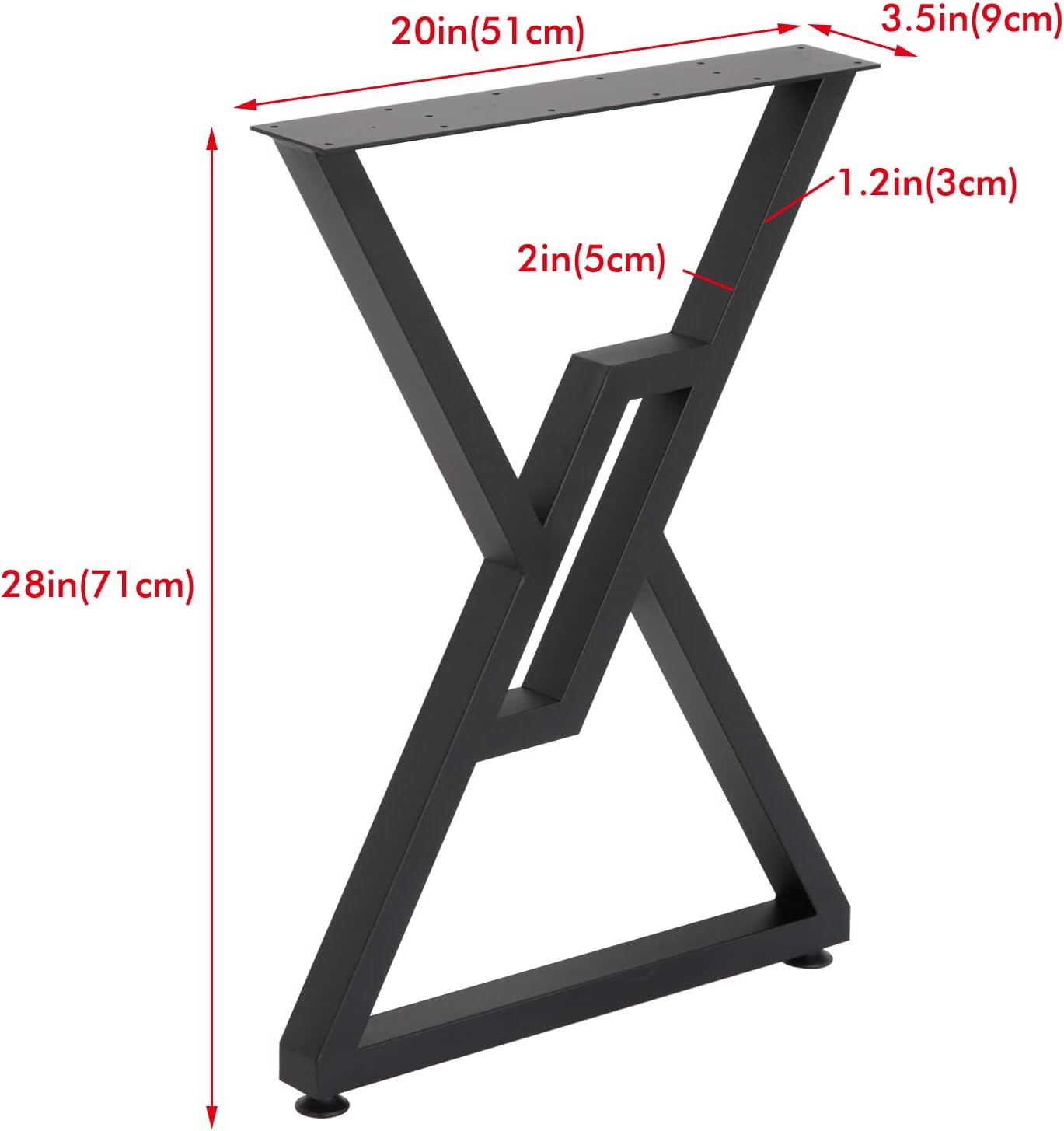 SSS Furniture Metal Table Legs 2 Pack Heavy Duty Furniture Legs 28”Height 20”Wide Rustic Decory Square Tube Iron Desk Legs Office Table Legs Industrial Country Style Metal Dining Legs