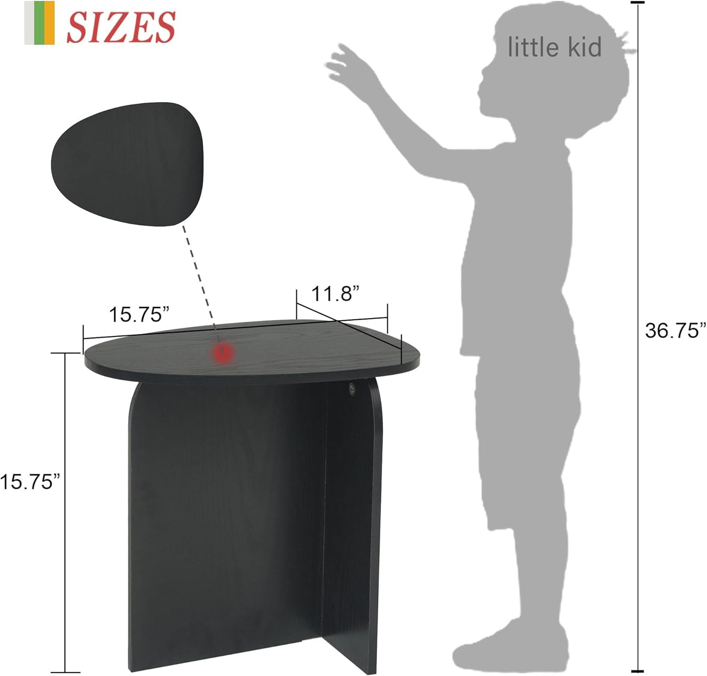 AWASEN Black Side Table, Small Triangle End Table Living Room, Modern Accent Table with Unique Tabletop, Mini Bedside Table for Small Spaces, Black