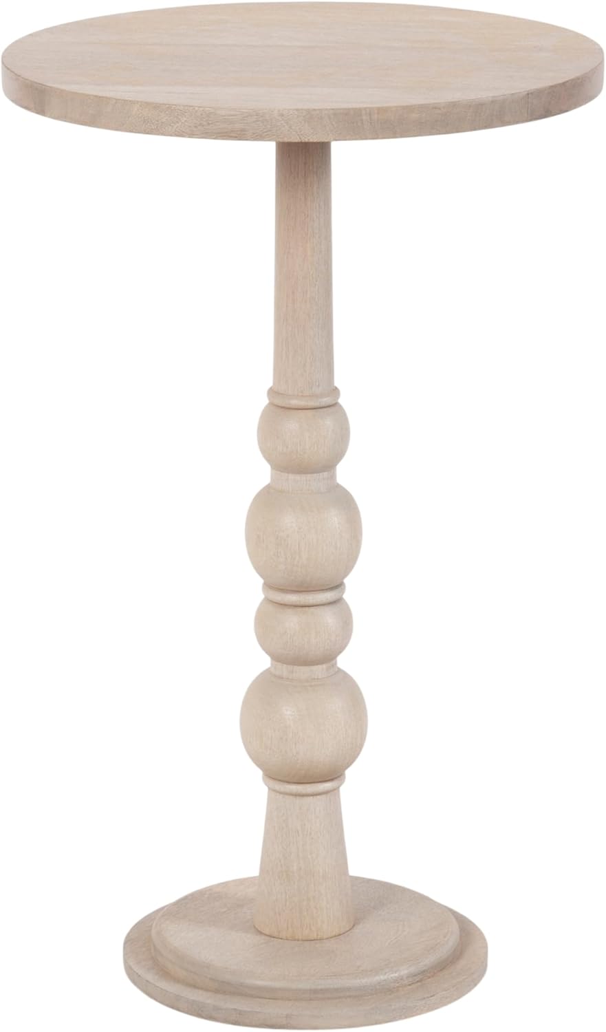 Kate and Laurel Wegner Traditional Wooden Round Side Table, 16 x 26, Whitewash, Elegant and Durable Pedestal Table for Use as Living Room End Table, Plant Stand, or Bedroom Nightstand