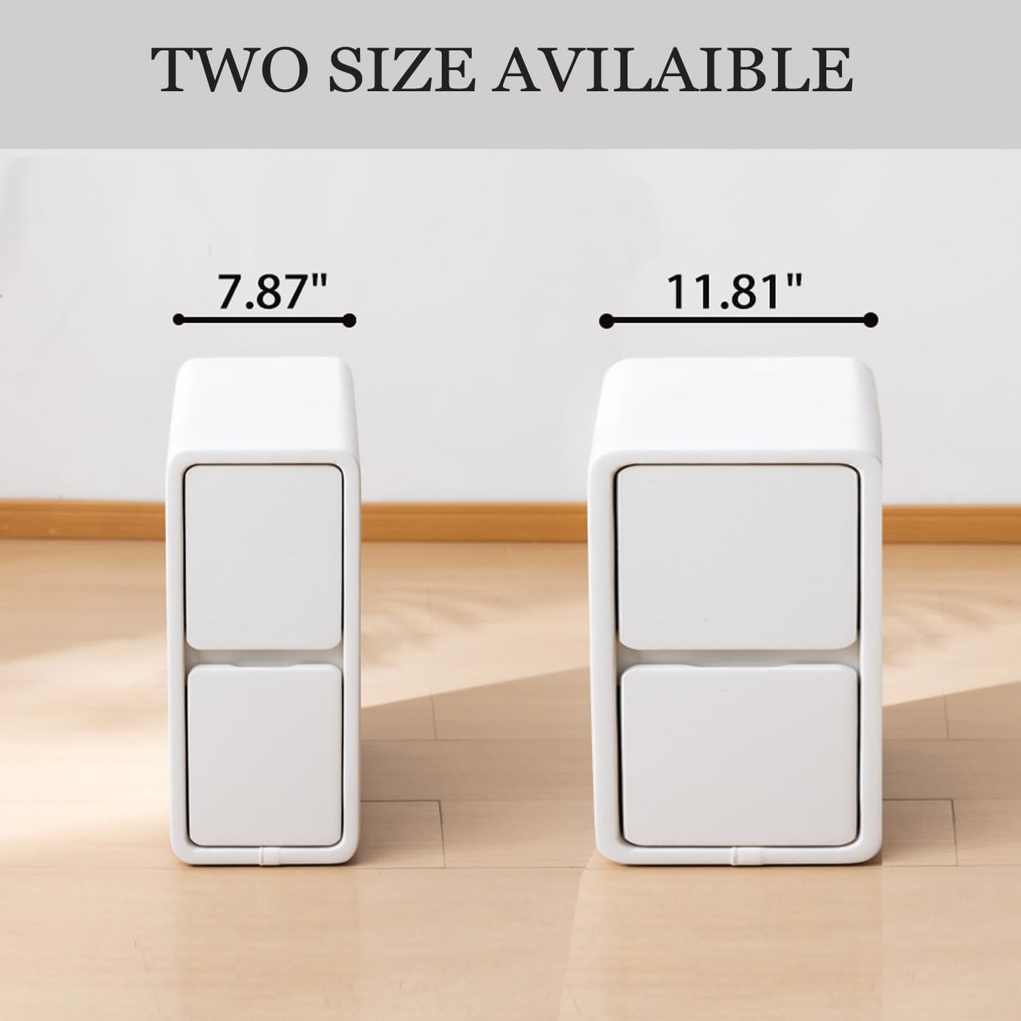 Narrow Nightstand, Solid Wood Night Stand, Slim Nightstands for Small Spaces, Couch, White Color 7.87in Wide