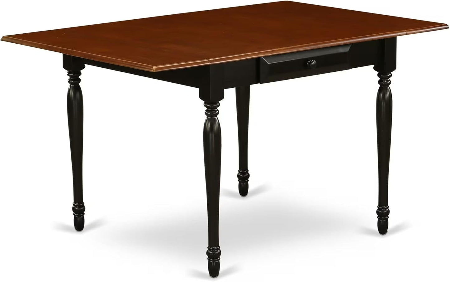 East West Furniture MZKE3-BCH-W 3 Piece Modern Dining Table Set Contains a Rectangle Wooden Table with Dropleaf and 2 Dining Chairs, 36x54 Inch, Black & Cherry