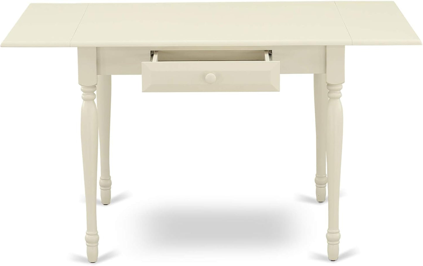 East West Furniture MZKE3-LWH-W 3 Piece Kitchen Table & Chairs Set Contains a Rectangle Dining Table with Dropleaf and 2 Dining Room Chairs, 36x54 Inch, Linen White