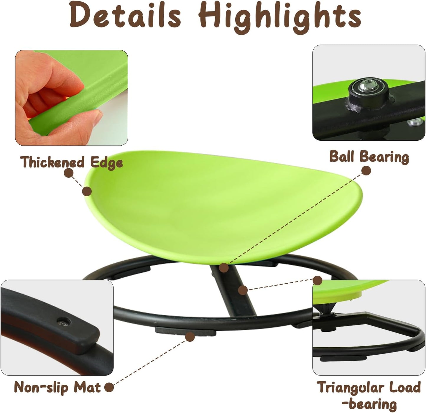 Kids Sensory Spinning Chair for Autism Ages 3+, Sit and Spin Swivel Chair for Kids with ADHD, Sensory Chairs for Autistic Children, Sensory Toys for Motion Sickness Relief, Balance Training (Green)