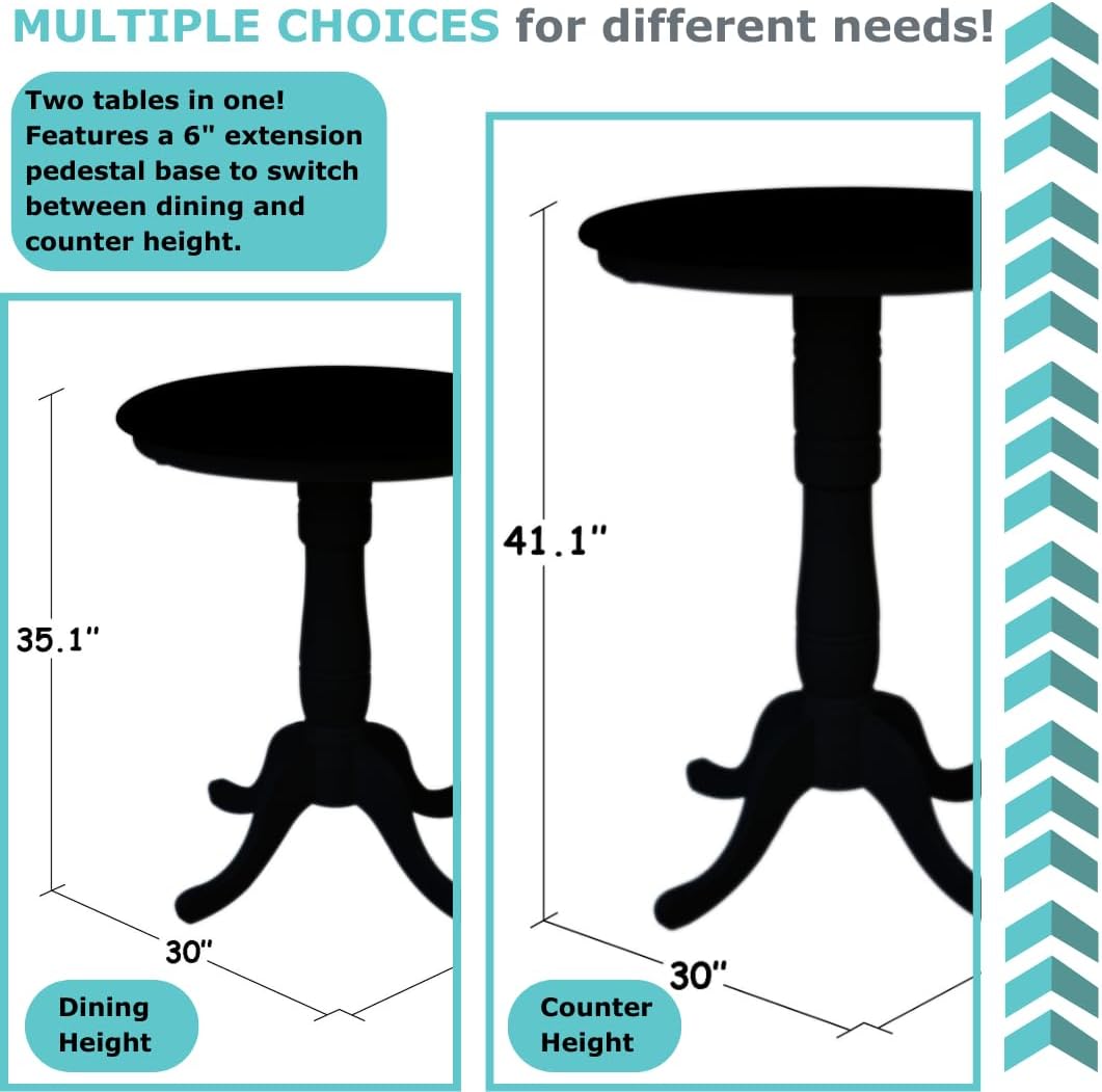 IC International Concepts 30" Round Top Pedestal Table, Counter Height-34.9", Unfinished