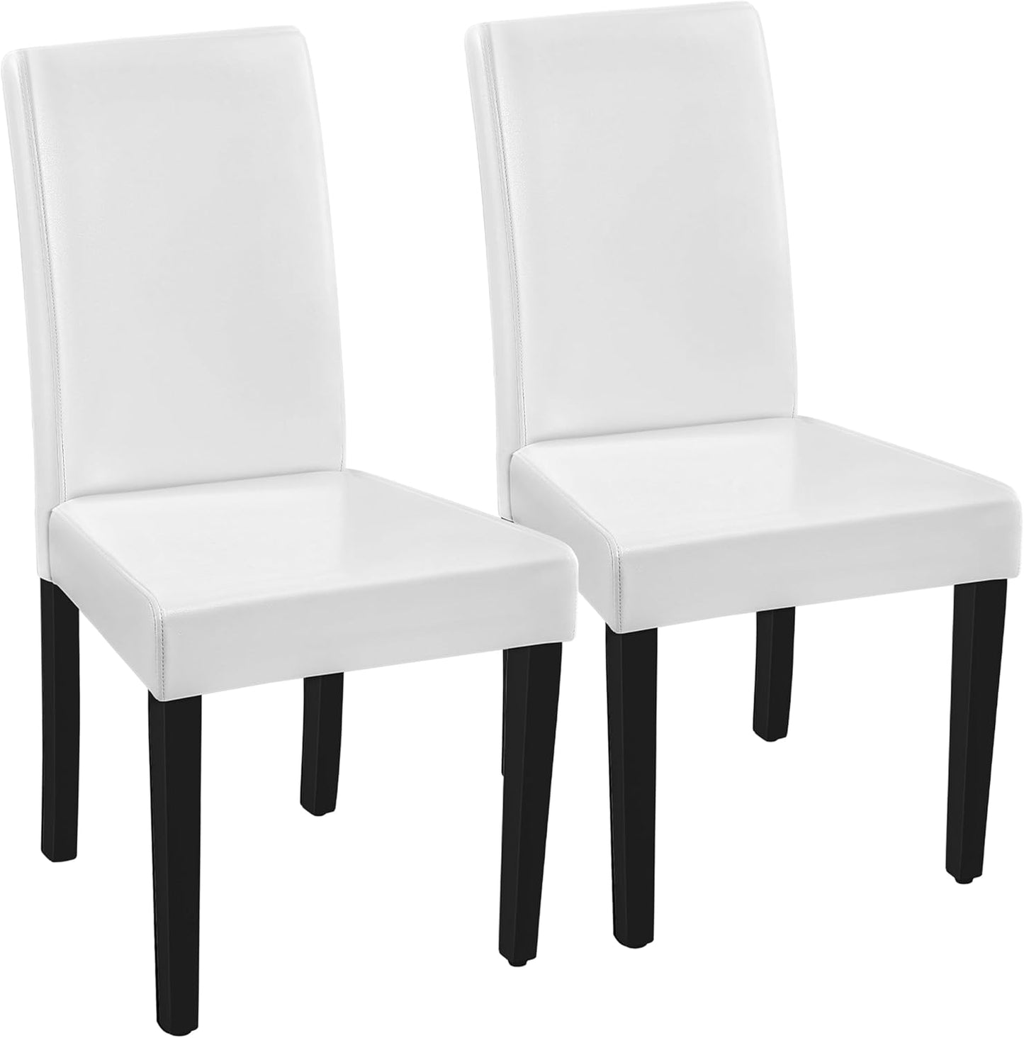 Yaheetech Dining Chairs Set of 2 Faux Leather Modern Dining Room Chairs with Rubberwood Legs and Padded Seat for Kitchen/Living Room/Restaurant, White