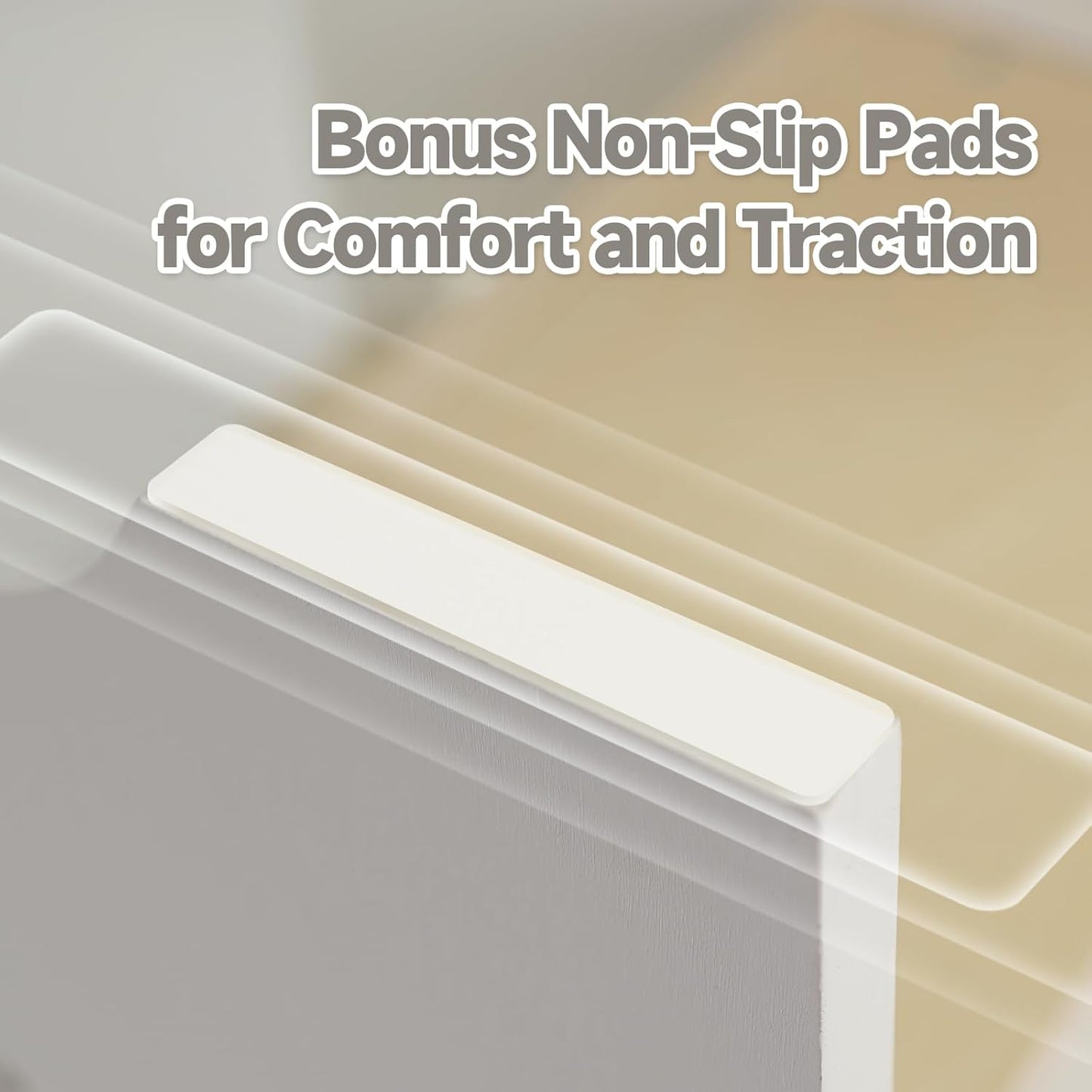 WOOD CITY Kids Step Stool for Toddler, Wooden White-Natural Patchwork Two Step Children's Stool with Handles, Bonus Non-Slip Pads for Safety, Bathroom Potty Stool & Kitchen Step Stools Dual Height