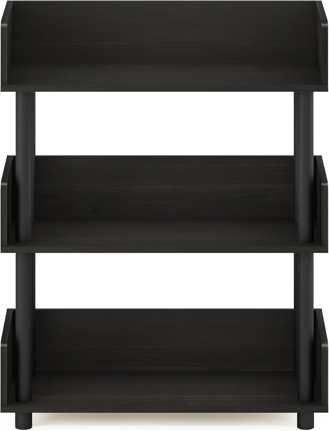 Furinno Turn-N-Tube 3-Tier Multipurposes Display Rack, Open Shelf Rack/Storage with Back & Side Panel, Espresso