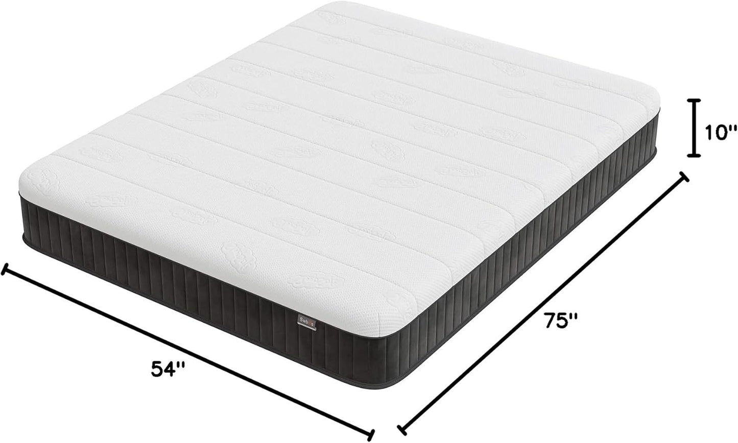 Double Mattress, 10 Inch Hybrid Memory Foam Full Size Mattress, Full Bed Mattres in a Box Pressure Relief & Firm Mattresses,Double Size Matress