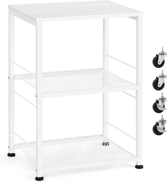 OYEAL End Table, Small Side Table Living Room, White Nightstand with 2-Tier Storage Shelf, Printer Stand Sofa Table for Small Spaces, Living Room, Bedroom, Easy Assembly