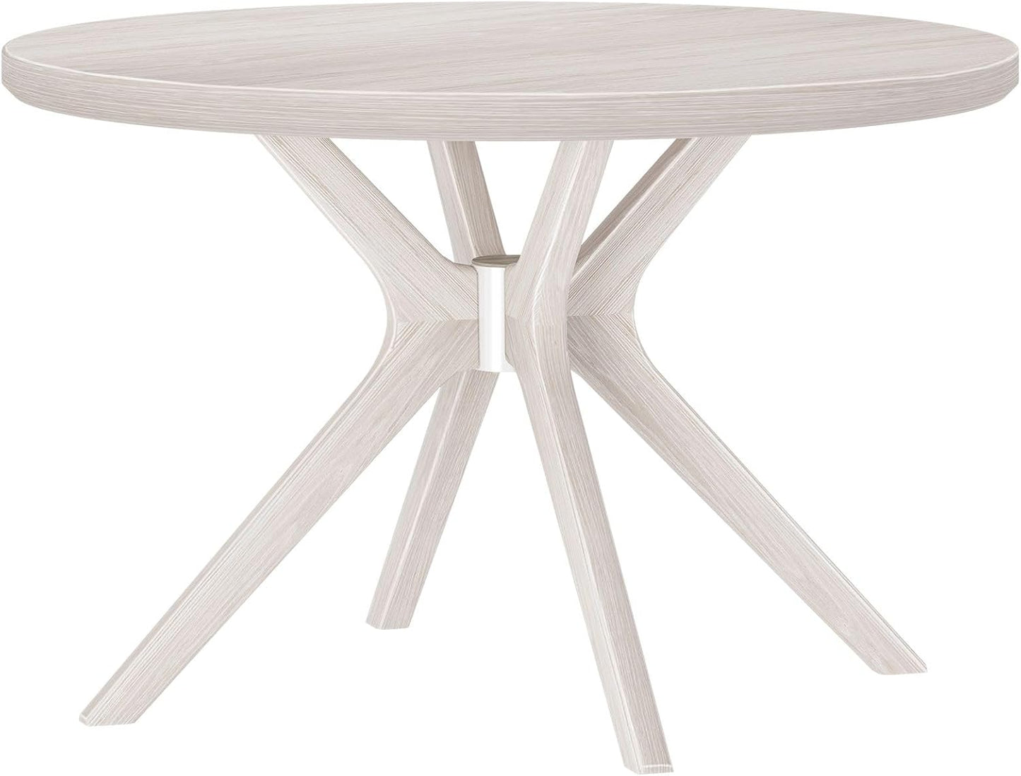 Plank+Beam Verso Round Dining Table, 47 Inch Solid Wood Kitchen & Dining Room Table, Minimalist Table for Dining Room, Kitchen Dinner Table, Coastal White