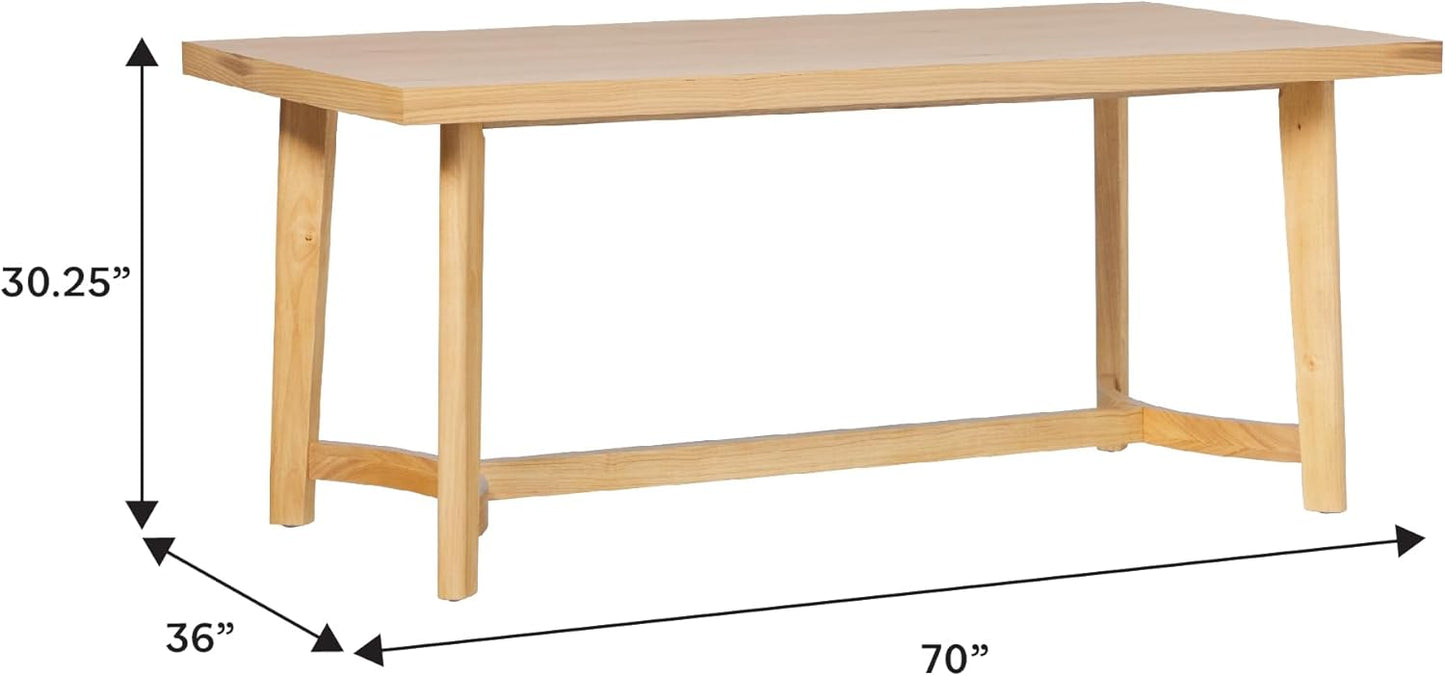 Walker Edison Modern Farmhouse Rustic Solid Oak Wood Rectanglular Dining Table for 6 - White Oak