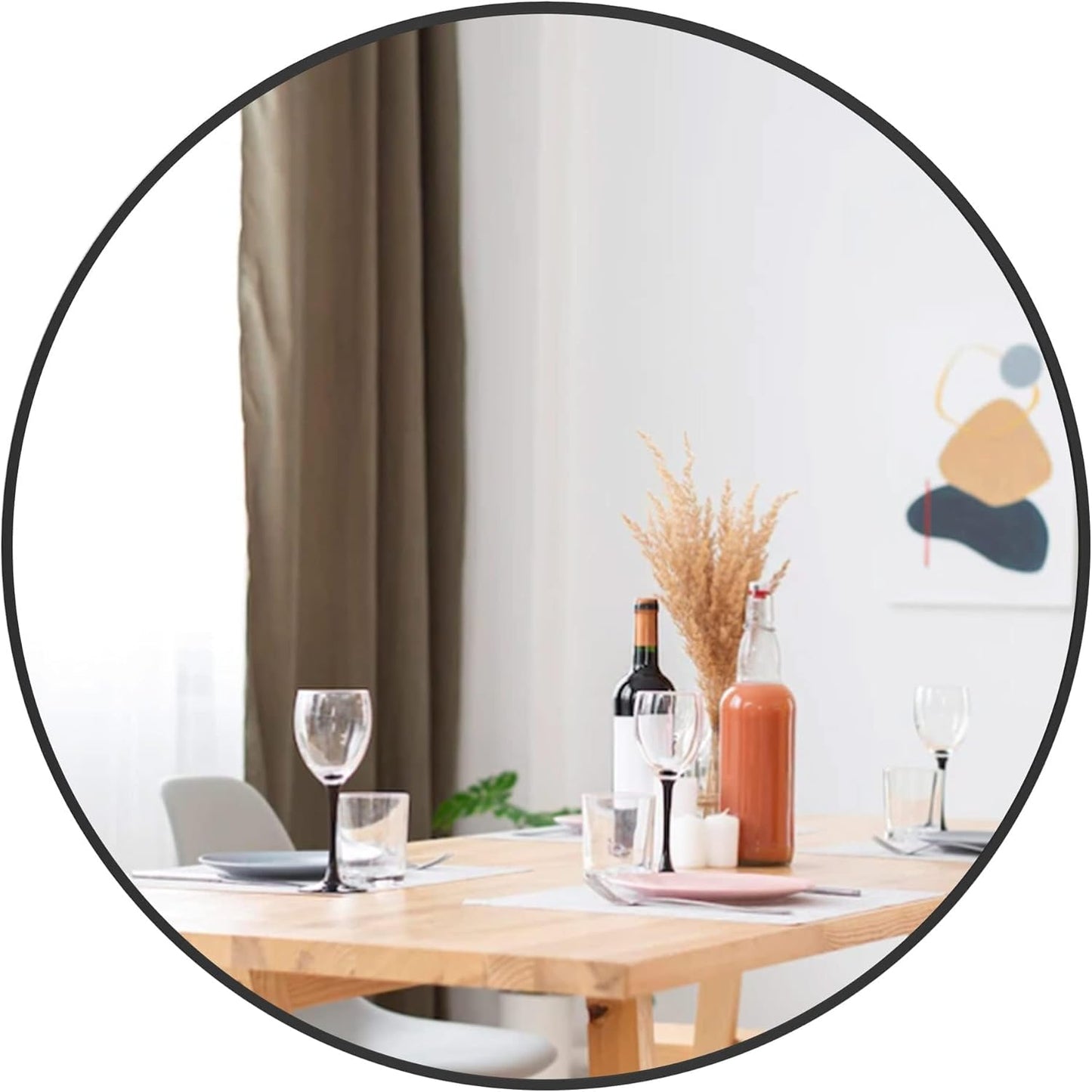 30 inch Round Black Mirror, Brushed Black Metal Framed Circle Wall Mirror for Bathroom Vanity, Bedroom Decor, Living Room, Entryway