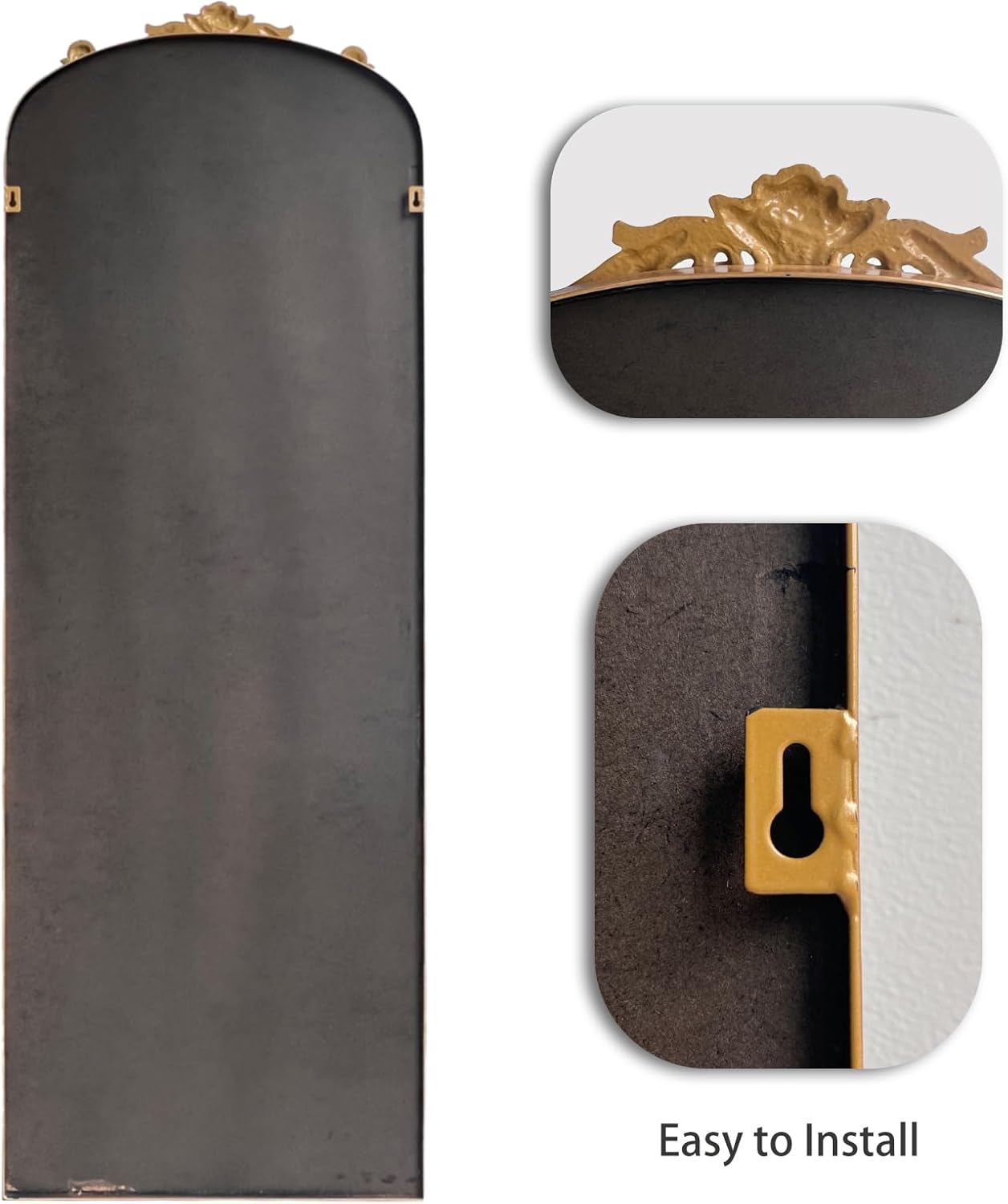 WAMIRRO Ornate Gold Mirror,Vintage Arched Antique Floor Mirrors for Living Room Hallway Fireplace Bathroom Entryway 18"X53"