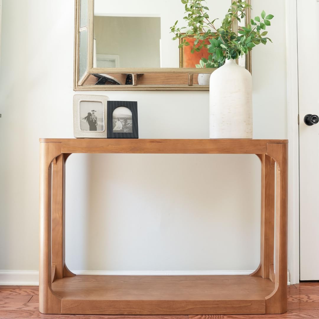 Plank+Beam Forma Console Table, 46 Inch, Solid Wood Sofa Table, Entryway Table for Hallway, Narrow Behind The Couch Table, Console Tables for Entryway, Living Room, Foyer, Easy Assembly, Pecan