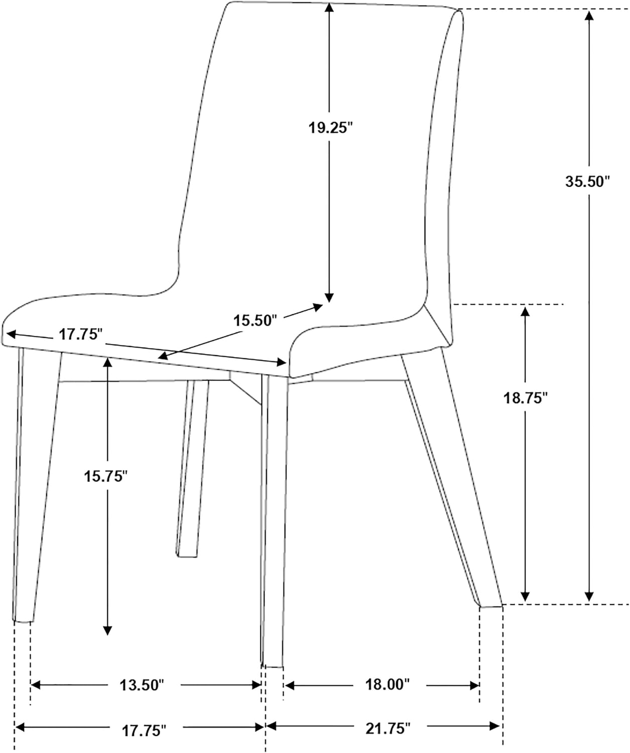 Coaster Home Furnishings - Redbridge - Wood & Fabric - Set of 2 Upholstered Armless Dining Chairs with Soft Cushioned Seating - Home Kitchen & Dining Room - Walnut - 106592