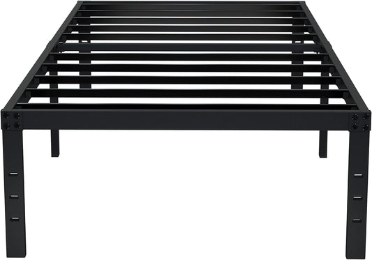EMODA 16 Inch Heavy Duty Twin Bed Frame, Metal Platform Bed Frames No Box Spring Needed, Noise Free, Easy Assembly, Black