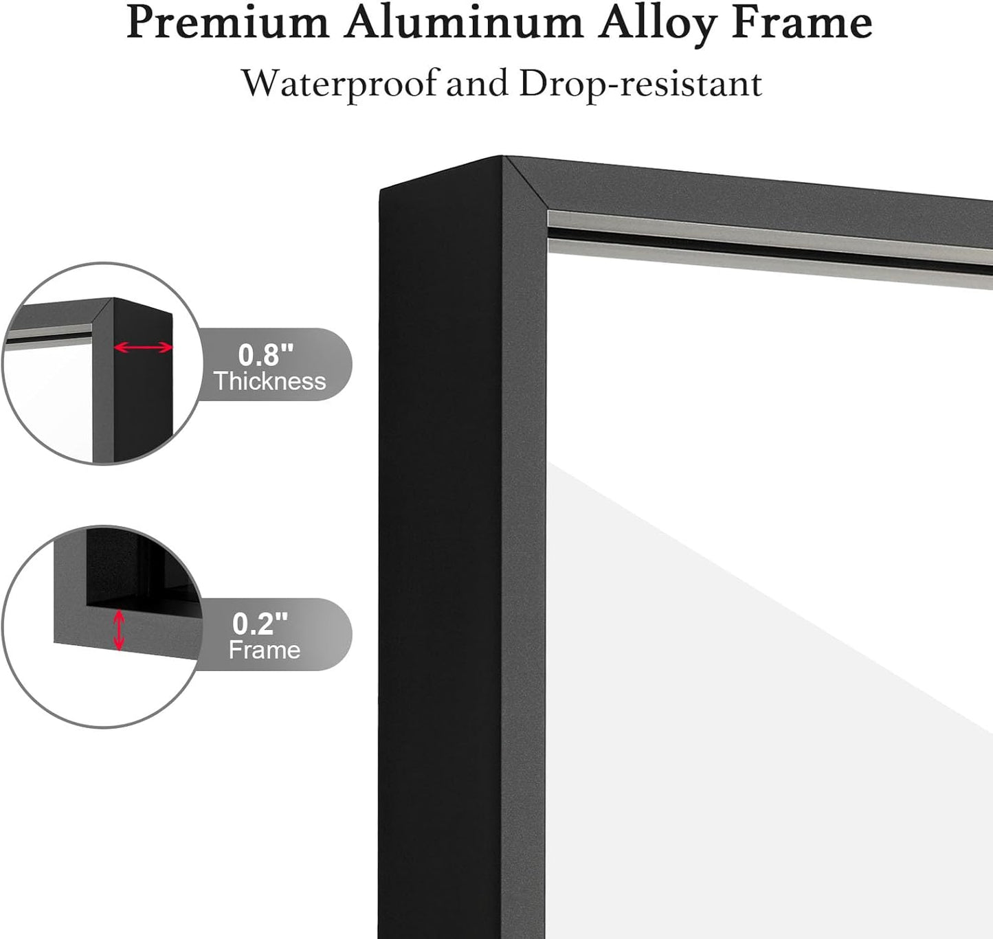 24x36 Inch Black Bathroom Mirror, Copper-Free Mirror, Aluminum Alloy Frame Vanity Mirror, Rectangle Wall Mounted Mirror, Modern Mirror for Bedroom/Living Room/Porch Horizontal or Vertical