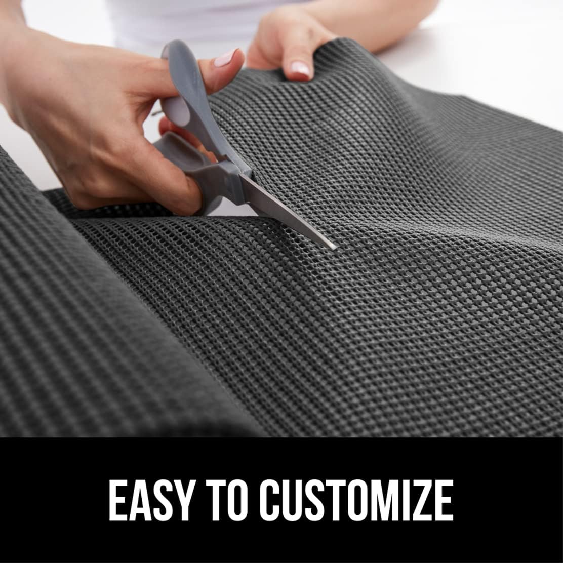 GORILLA GRIP powerGRIP Drawer Shelf and Cabinet Liner, Thick Strong Hold, Non-Adhesive Liners Protect Kitchen Cabinets and Cupboard, Bathroom Drawers, Easy Install, Breathable Mat, 17.5" x30' Charcoal