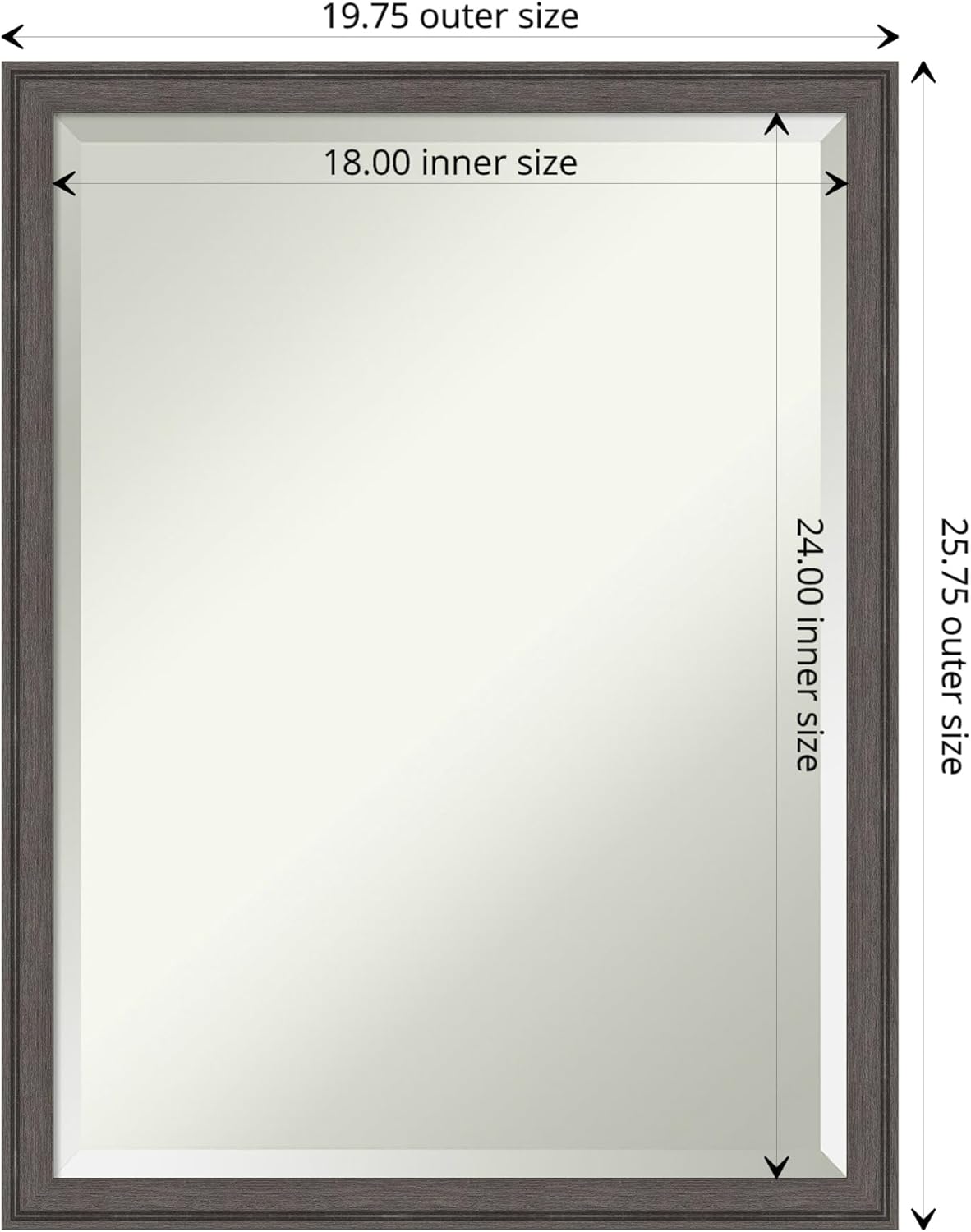 Amanti Art Silver Bathroom Mirror for Over Sink, 26x20 Florence Pewter Rectangle Vanity Mirror, Medium Casual Frame, Hangs Horizonally and Vertically, Bathroom Wall Decor, Beveled Edge from WI, USA