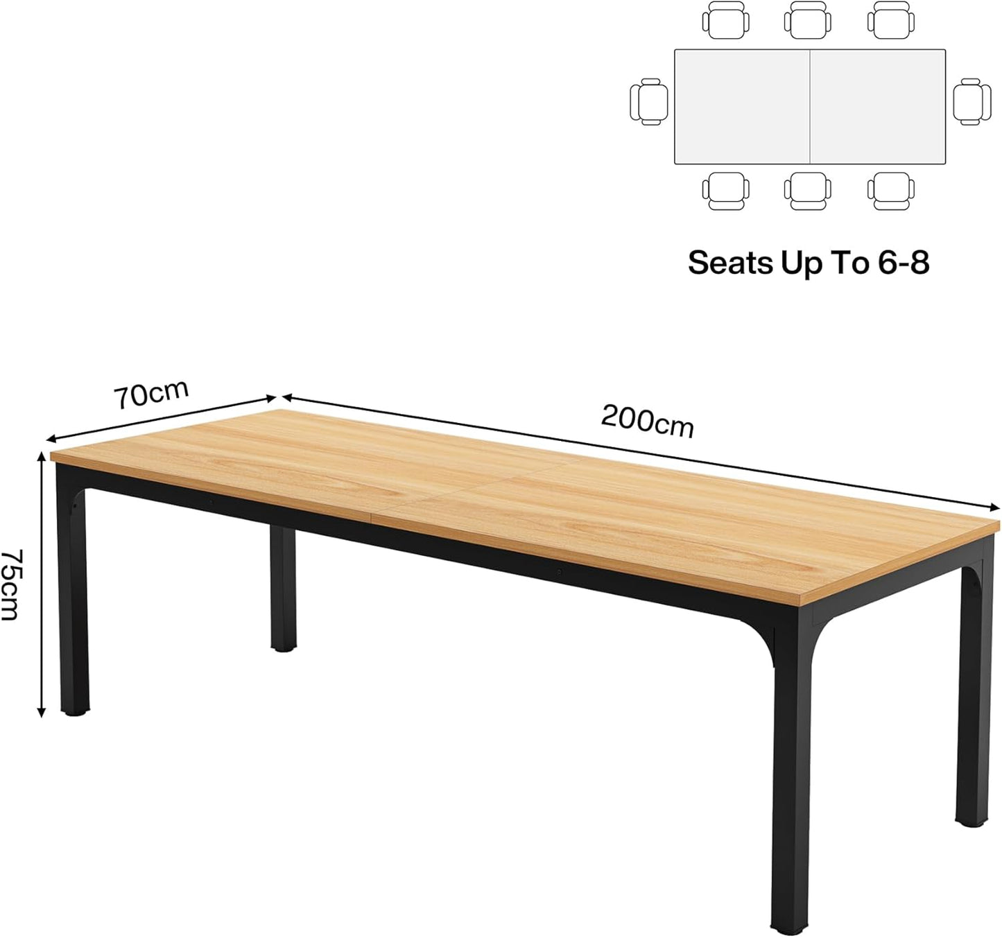 Tribesigns 6.5FT Conference Table, 78.7 Inche Rectangle Meeting Seminar Table, Large Business Tables for 6-8 People (Only Table)