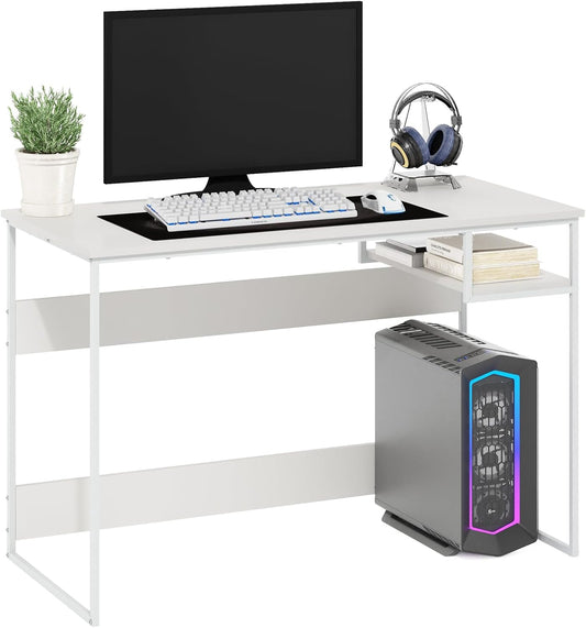 Furinno Moretti Modern Lifestyle Study Desk, 45, Solid White/White