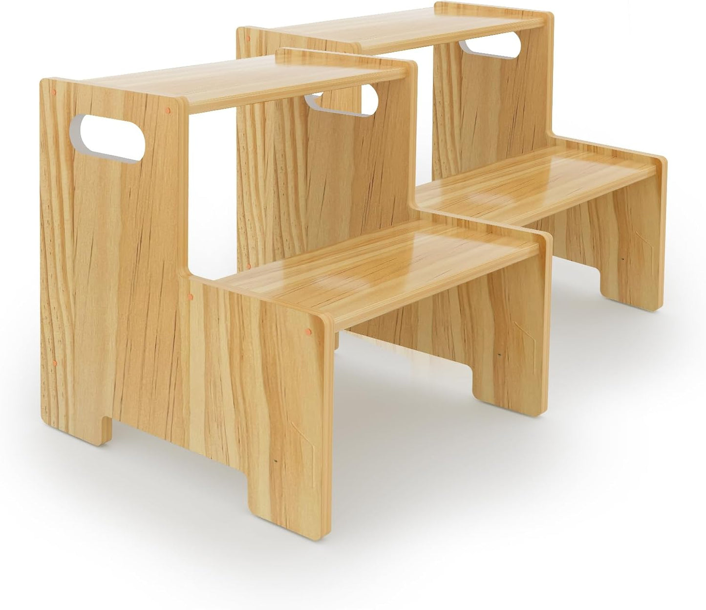 Wooden Step Stool for Kids,Supports 300 lbs Kids Toddler Stepping Stool Toilet/Kitchen/Bed Foot Stool,Natural,2 Packs