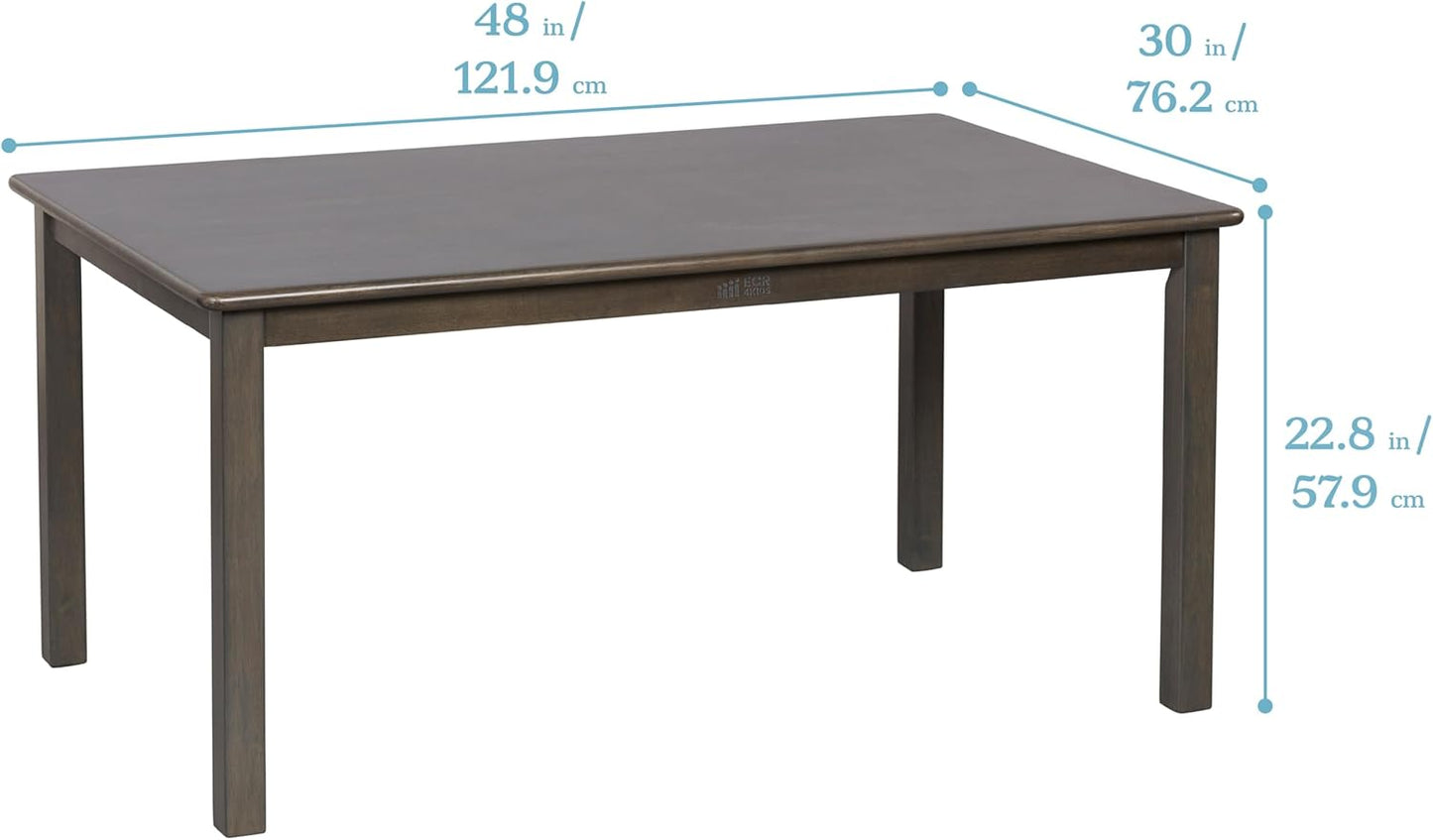 ECR4Kids 30in x 48in Rectangular Hardwood Table with 22in Legs, Kids Furniture, Grey Wash