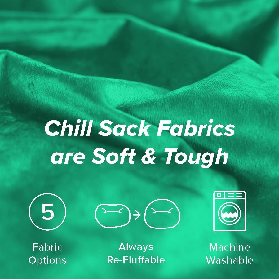 Chill Sack Bean Bag Chair - 5' Giant Memory Foam Lounge Chair with Soft Microfiber Cover – Cozy Furniture for Living Room, Dorm, & Kids' Rooms – Comfortable 5 Ft, Microsuede Lounge Sofa, Tide Pool