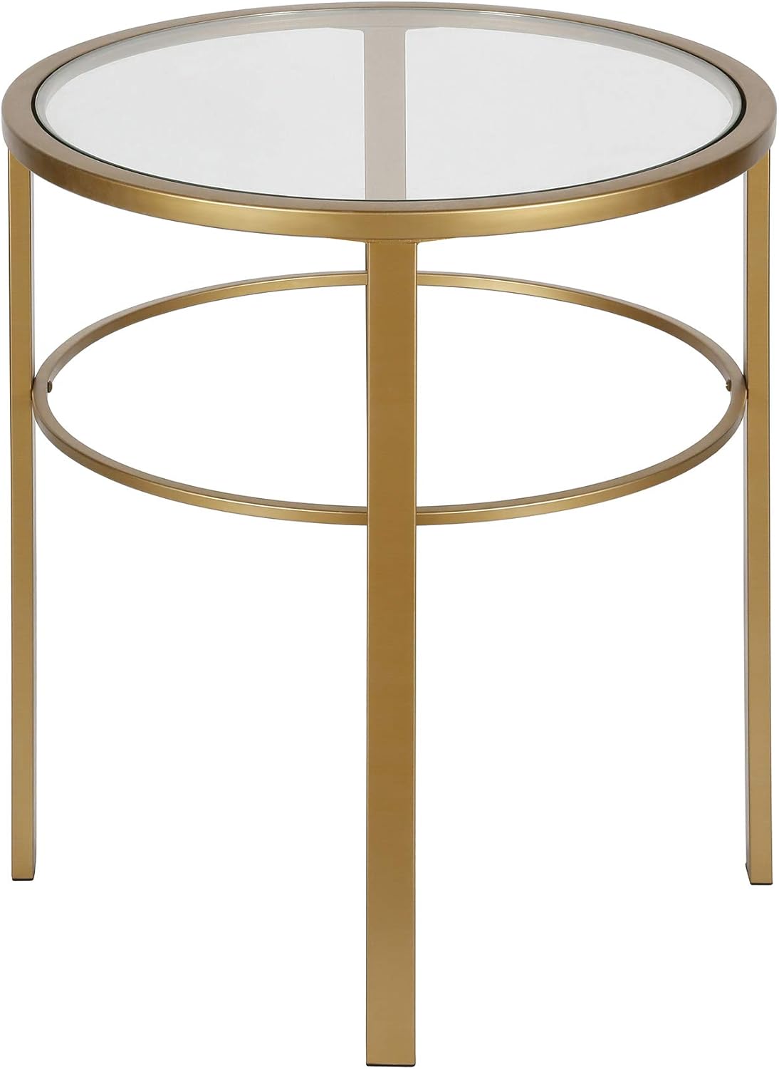 Henn&Hart 20" Wide Round Side Table in Brass, Table for Living Room, Bedroom