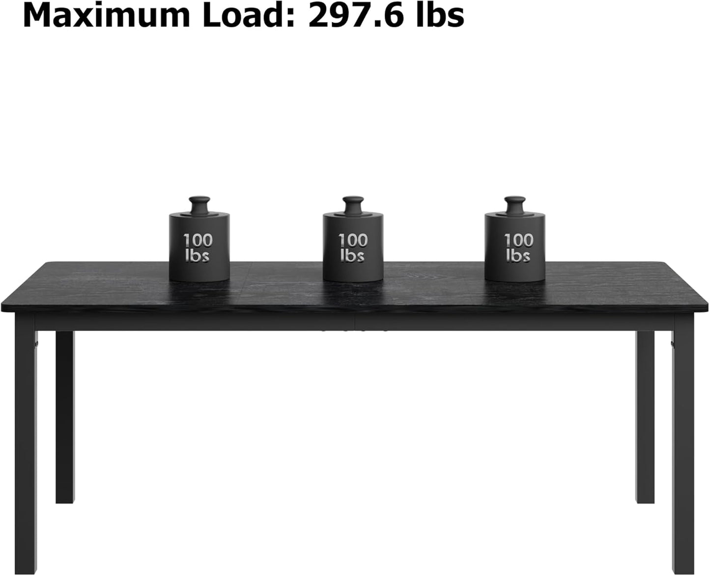 GarveeHome 78.7in Industrial Dining Table for 6, Wooden Long Dinner Table with Mortise Tenon Design, Kitchen Table with Sturdy Metal Legs, for Dining Room Home Office Living Room, Black