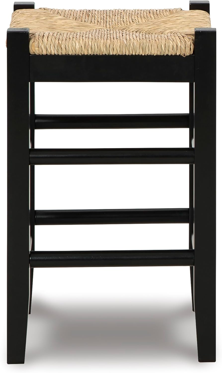 Signature Design by Ashley Mirimyn Farmhouse 23.63" Counter Height Bar Stool with Woven Wicker Seats, 2 Count, Black & Light Brown