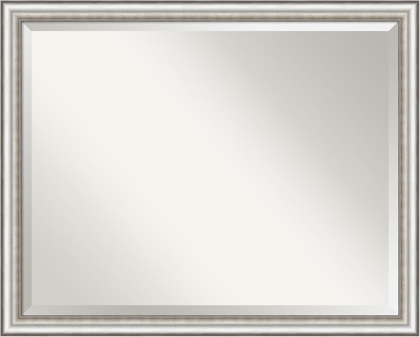 Amanti Art Silver Bathroom Mirror for Over Sink, 25x31 Salon Silver Narrow Rectangle Vanity Mirror, Large Traditional Frame, Hangs Horizonally and Vertically, Bathroom Wall Decor, Beveled Edge