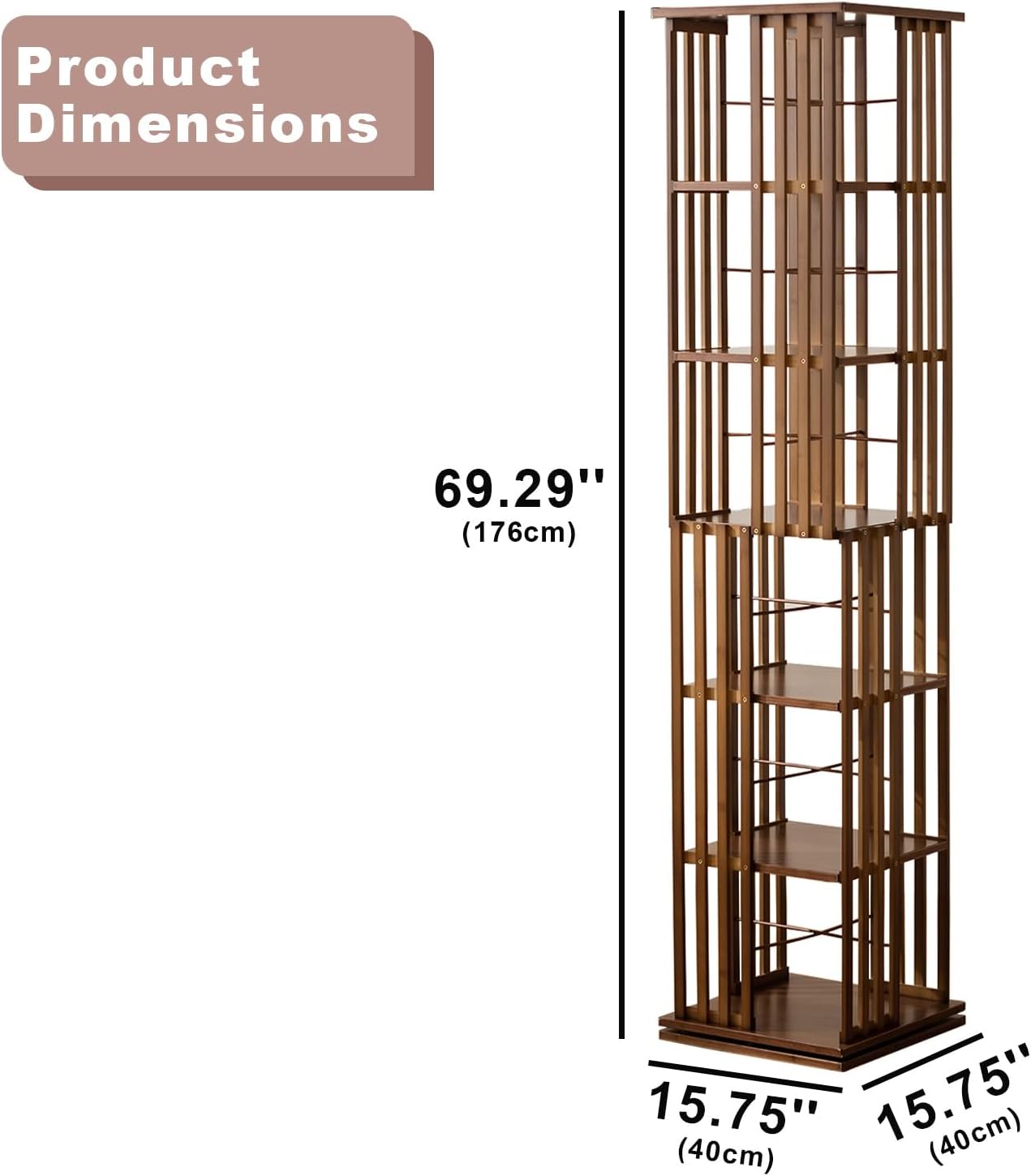 6 Tier Book Shelf,Modern Bookshelves Organizer,Walnut