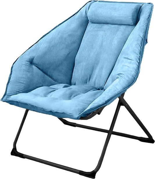 Hexagon Foldable Living Room Chair, Saucer Chair for Adults, Comfy Bedroom Lounge Chair, Moon Chair, Lazy Folding Chair for Dorm Rooms(Chair-Blue)