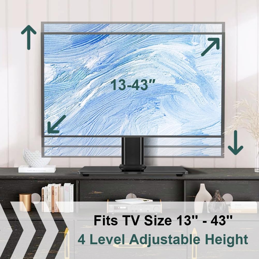 Universal TV Stand for 13"–43" TVs Swivel 4 Level Height Adjustable Table Top TV Mount Stand Holds up to 77lbs