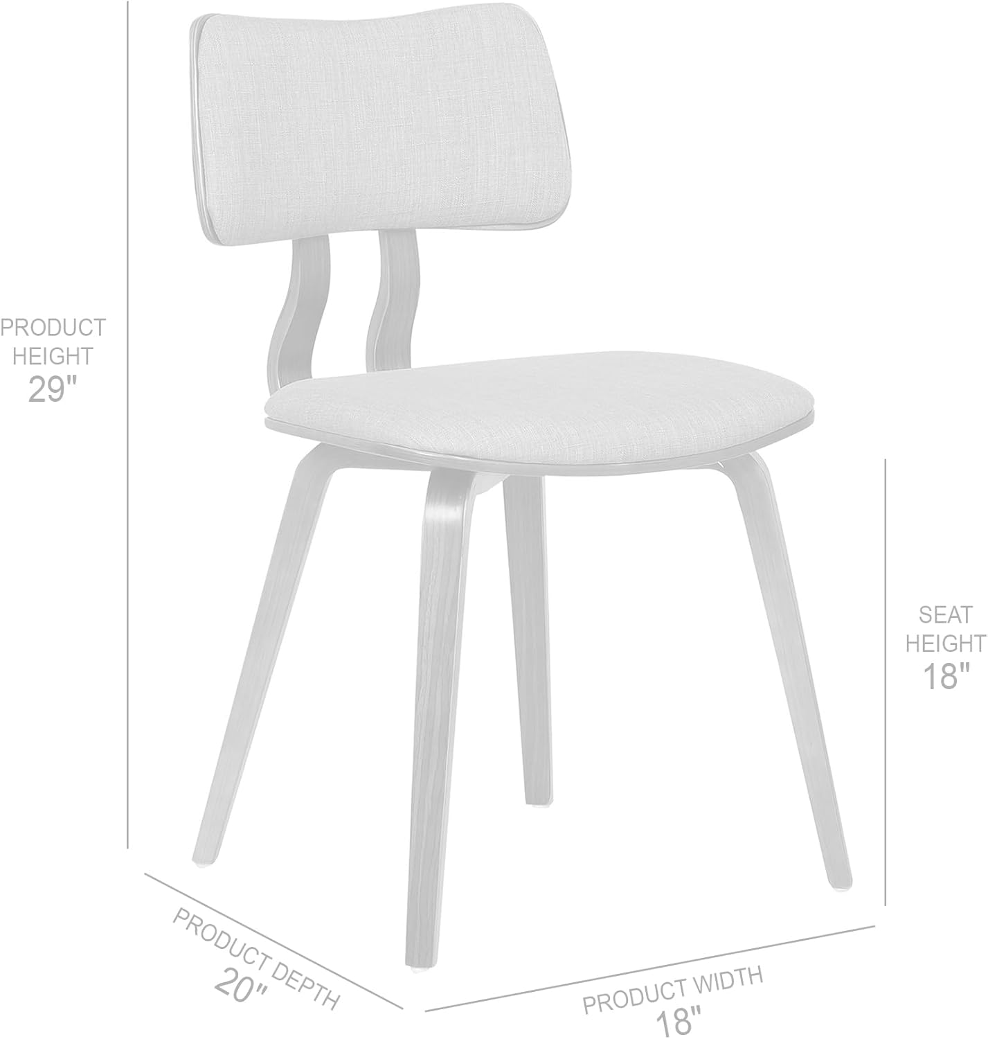 Armen Living Jaguar Mid-Century Dining Chair in Walnut Wood and Green Fabric - Set of 4