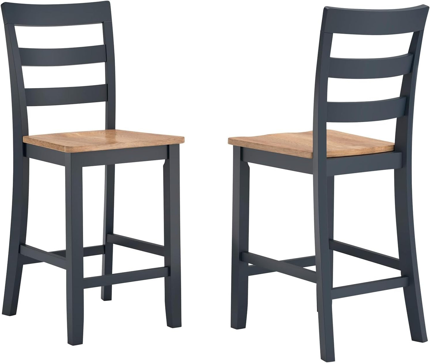 Signature Design by Ashley Gesthaven Solid Wood Frame Counter Height Barstool, Set of 2, Slate Blue/Natural
