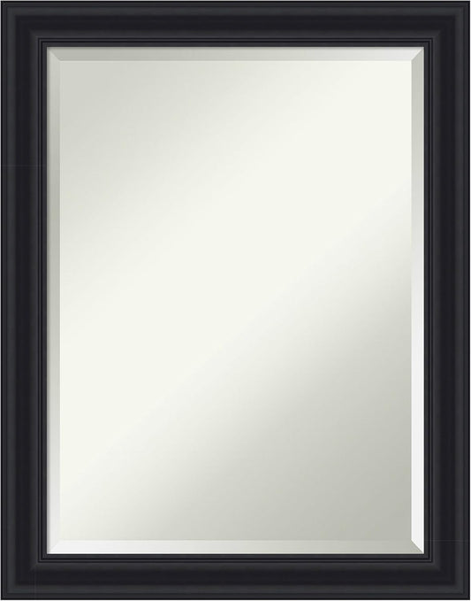 Amanti Art Black Bathroom Mirror for Over Sink, 28x22 Dalat Black Rectangle Vanity Mirror, Medium Traditional Frame, Hangs Horizonally and Vertically, Bathroom Wall Decor, Beveled Edge