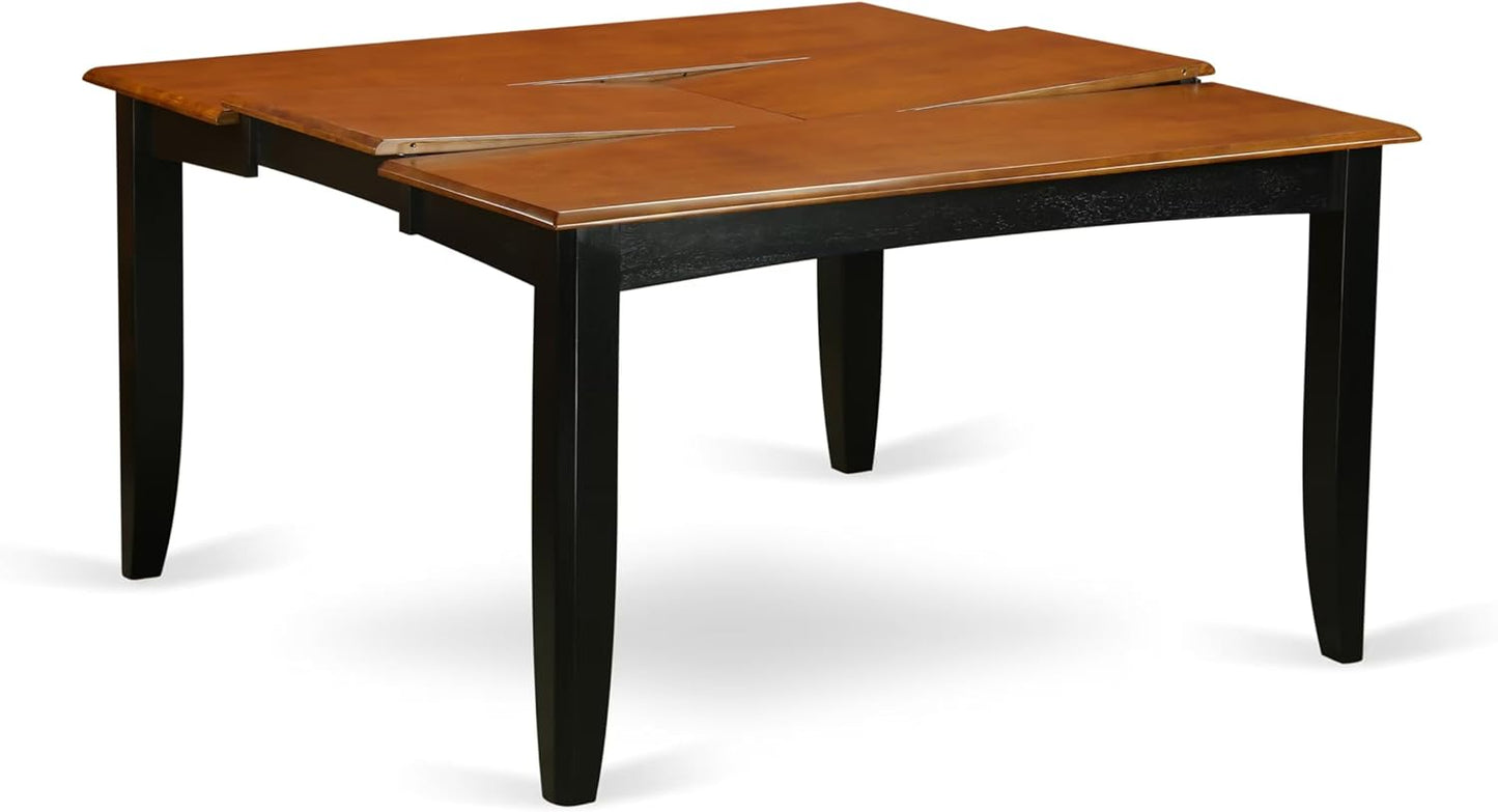 East West Furniture PFAN9-BCH-LC 9 Piece Dining Room Table Set Includes a Square Kitchen Table with Butterfly Leaf and 8 Faux Leather Upholstered Dining Chairs, 54x54 Inch, Black & Cherry