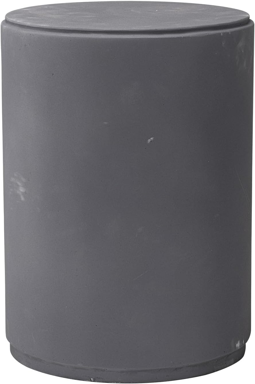 COSIEST 21" Outdoor Side Table, Weather-Resistant Round Concrete End Table for Patio,Durable Small Outside Tables Accent Stool for Garden, Porch, Deck, Balcony & Beach，Cement Gray