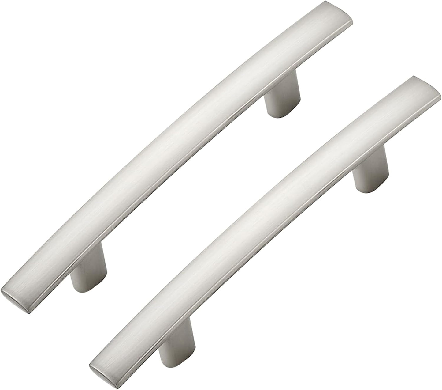 30 Pack Cabinet Handles 3" Hole Center - Curved Cabinet Pulls Brushed Nickel Drawer Pulls for Kitchen Cupboard Solid Hardware for Dresser Drawer Arch Hardware