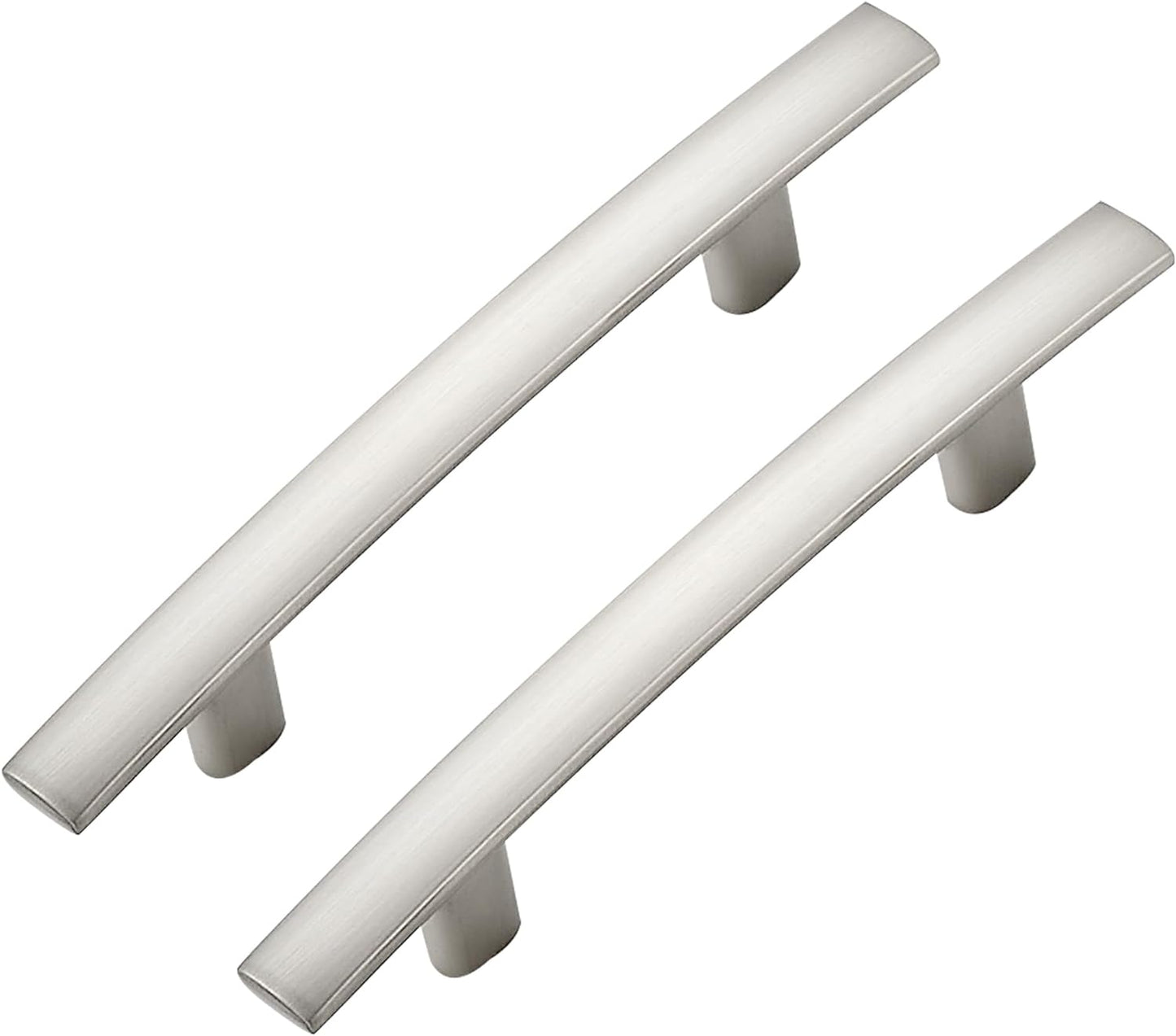 25 Pack Cabinet Handles 3" Hole Center - Curved Cabinet Pulls Brushed Nickel Drawer Pulls for Kitchen Cupboard Solid Hardware for Dresser Drawer Arch Hardware